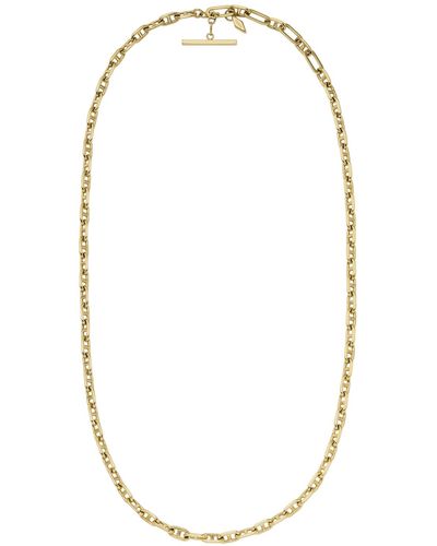 Fossil Heritage D-link -tone Brass Anchor Chain Necklace - Metallic