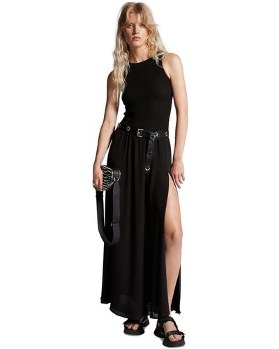 Michael Kors Michael Smocked Belted Maxi Dress - Black