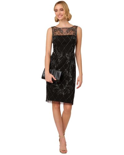 Adrianna Papell Bead-embellished Sheath Dress - Black