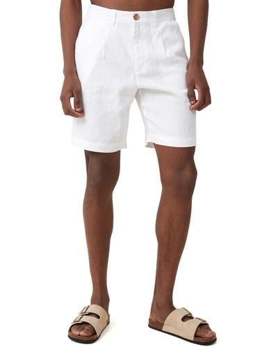 Cotton On Linen Pleat Shorts - White