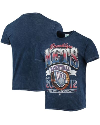'47 '47 Brooklyn Nets 75th Anniversary City Edition Mineral Wash Vintage-look Tubular T-shirt - Blue