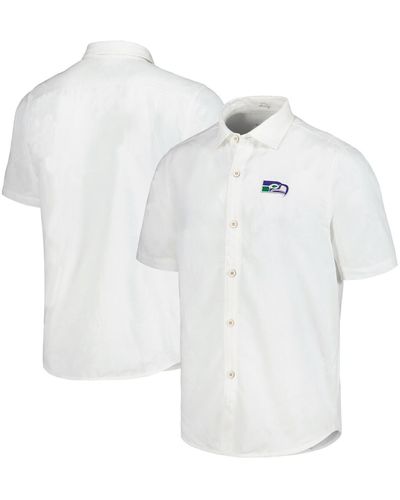 Tommy Bahama White Seattle Seahawks Sport Coconut Point Palm Vista Island Zone Button-up Camp Shirt