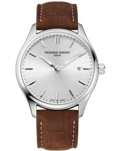 Frederique Constant Swiss Classics Leather Strap Watch 40mm - Gray