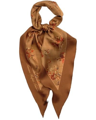 Louis Vuitton double face camel and brown silk scarf