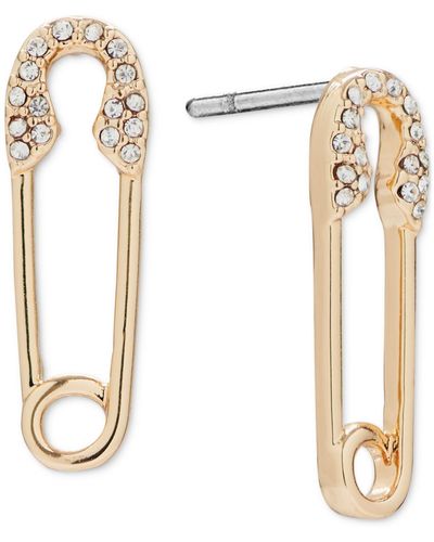 Lucky Brand Tone Pave Safety Pin Drop Earrings - White