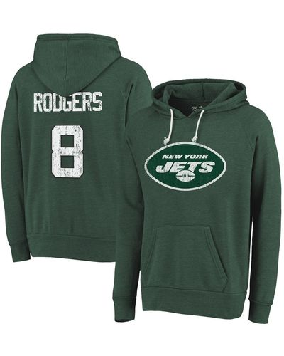 Majestic Threads Aaron Rodgers Distressed New York Jets Name And Number Pullover Hoodie - Green