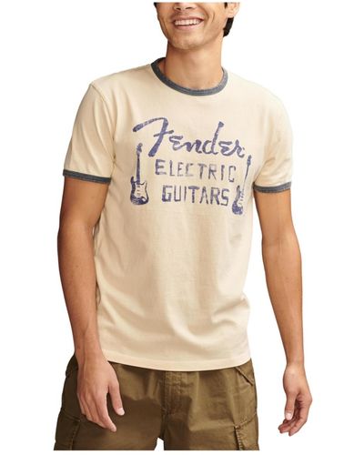 Lucky Brand Short Sleeve Painted Fender T-shirt - Natural