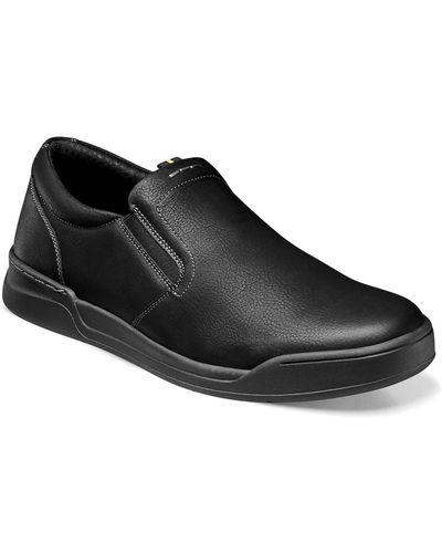 Nunn Bush Tour Work Slip Resistant Plain Toe Slip-on Loafers - Black