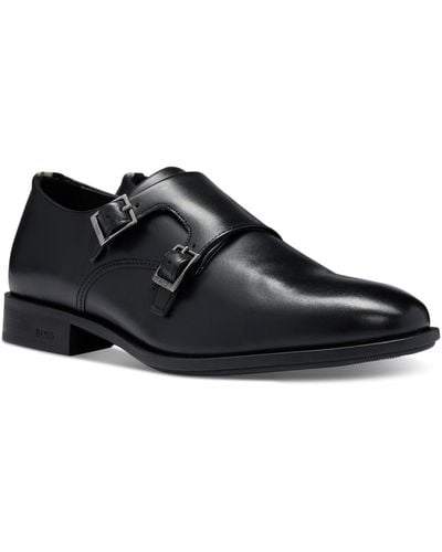 BOSS By Hugo Colby Double-buckle Monk Strap Dress Shoes - Black