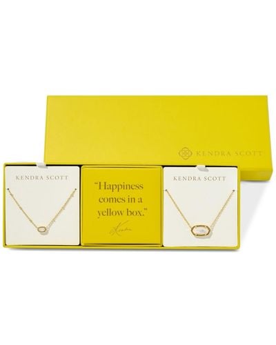 Kendra Scott Gold-tone 2-pc. Set Mother Of Pearl & Pave Large & Small Mini Elisa Pendant Necklaces - Yellow
