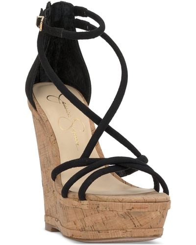 Jessica Simpson Olype Strappy Wedge Sandals - Black