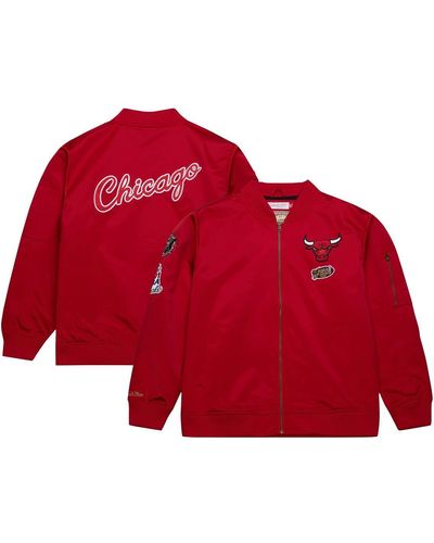 Mitchell & Ness Distressed Chicago Bulls Hardwood Classics Vintage-like Logo Full-zip Bomber Jacket - Red
