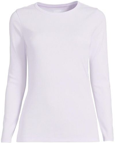 Lands' End Tall Long Sleeve Crew Neck T-shirt - White