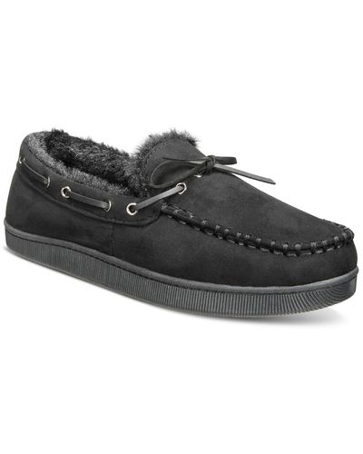 Club Room Faux-suede Moccasin Slippers - Black