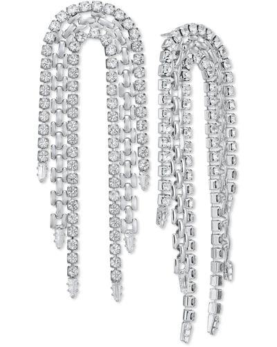 INC International Concepts Crystal & Chain Looped Statement Earrings - White