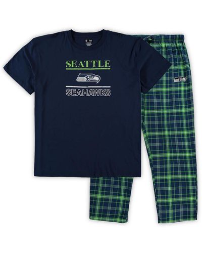 Concepts Sport College Seattle Seahawks Big And Tall Lodge T-shirt And Pants Sleep Set - Blue