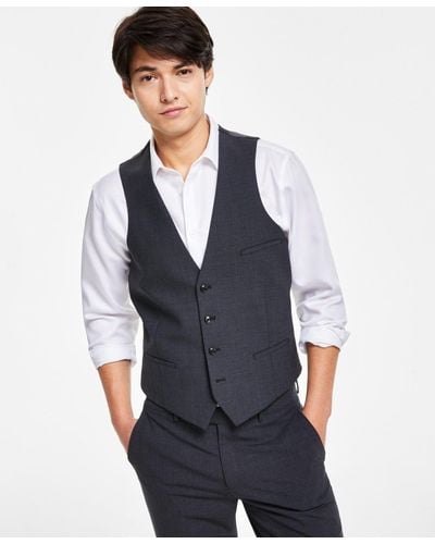 BarIII Slim-fit Wool Suit Vest - Gray