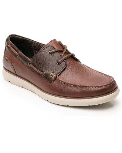 flexi Men ́s Leather Boat Shoes By - Brown