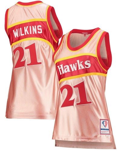 Mitchell & Ness Dominique Wilkins Atlanta Hawks 75th Anniversary Rose Gold 1986 Swingman Jersey - Red