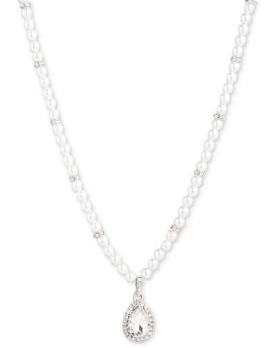 Givenchy Silver-tone Imitation Pearl Pendant Necklace - White