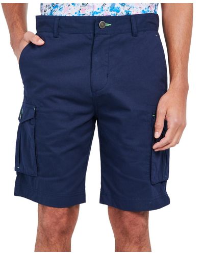 Society of Threads Slim-fit Stretch Cargo Shorts - Blue