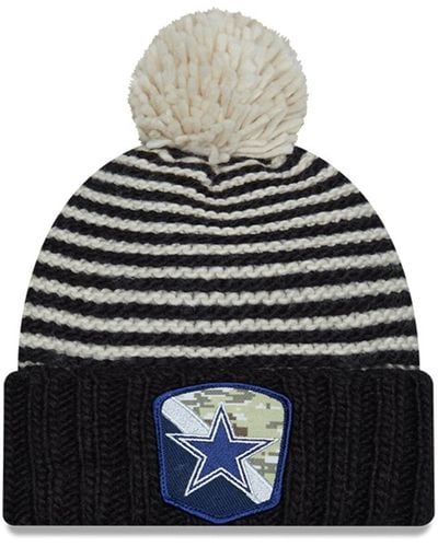 KTZ Dallas Cowboys 2023 Salute To Service Cuffed Pom Knit Hat - Gray