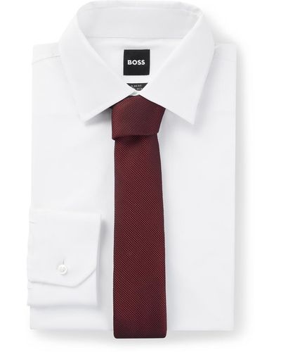 BOSS Boss By Micro-patterned Jacquard Tie - Red