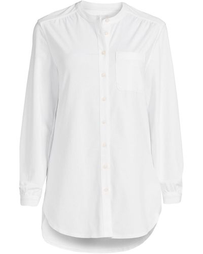 Lands' End Long Sleeve Jersey A-line Tunic - White