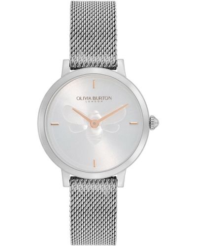 Olivia Burton Ultra Slim Bee Silver-tone Watch 28mm - Gray