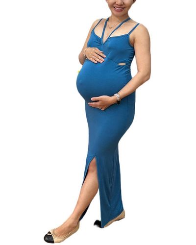 EMILIA GEORGE Maternity Cutout Sleeveless Bella Dress - Blue