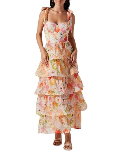 Astr Zirconia Printed Tiered Maxi Dress - Multicolor