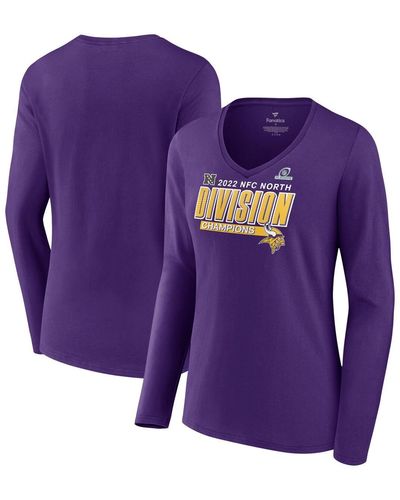 Fanatics Minnesota Vikings 2022 Nfc North Division Champions Divide And Conquer Long Sleeve V-neck T-shirt - Purple