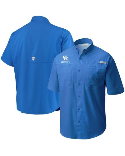 Columbia Kentucky Wildcats Big And Tall Collegiate Tamiami Button-down Shirt - Blue