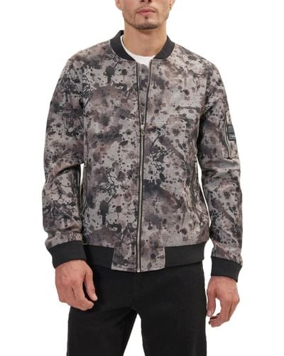 Ron Tomson Modern Abstract Bomber Jacket - Gray