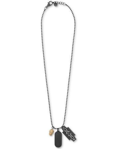 Philipp Plein Two-tone Ip Stainless Steel Logo Tag Multi-charm Pendant Necklace - White