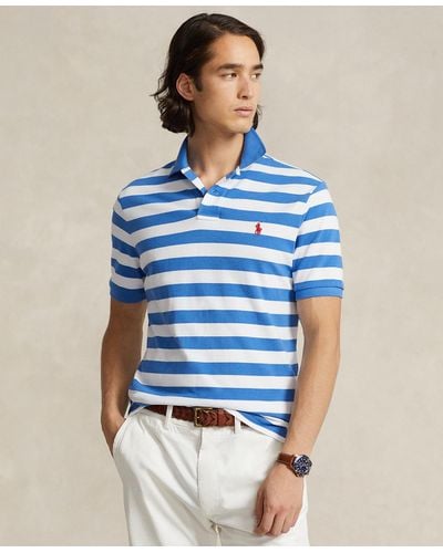 Polo Ralph Lauren Striped Cotton-piqué Polo Shirt - Blue