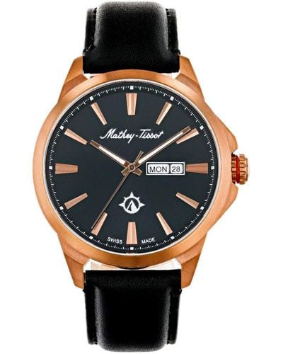 Mathey-Tissot Field Scout Collection Classic Genuine Leather Strap Watch - Gray