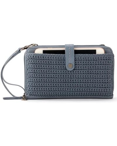 The Sak Iris Crochet Leather Smartphone Convertible Crossbody Wallet - Blue