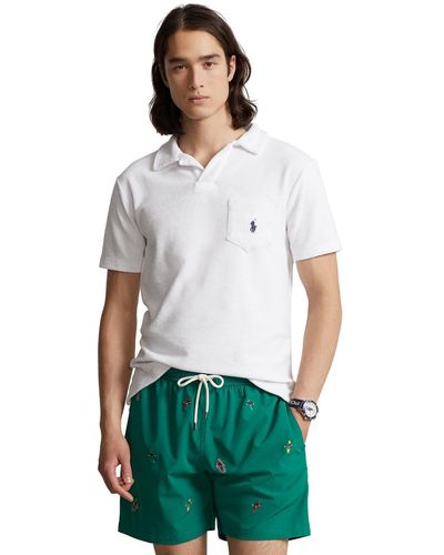 Polo Ralph Lauren Cotton-blend Terry Polo Shirt - White