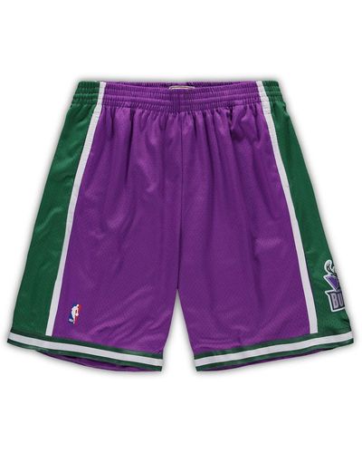 Mitchell & Ness Milwaukee Bucks Big And Tall Hardwood Classics Team Swingman Shorts - Purple
