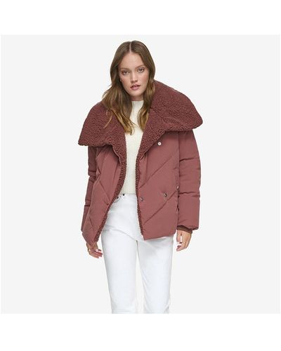 Andrew Marc Valencia Asymmetrical Quilted Coat - Red