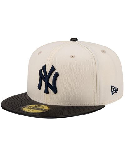 KTZ New York Yankees Game Night Leather Visor 59fifty Fitted Hat - White
