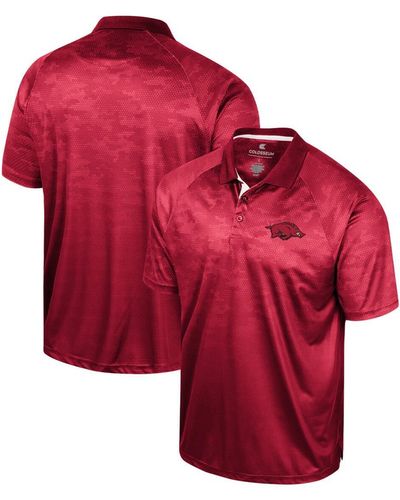 Colosseum Athletics Arkansas Razorbacks Honeycomb Raglan Polo Shirt - Red