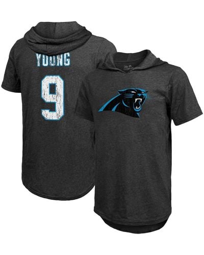 Majestic Threads Bryce Young Carolina Panthers Player Name And Number Tri-blend Hoodie T-shirt - Black