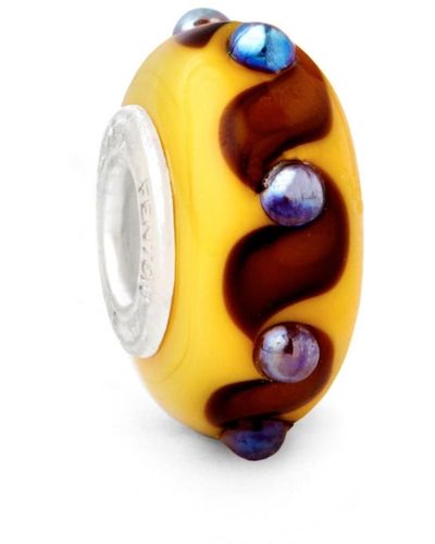 Fenton Glass Jewelry: Falling Leaves Glass Charm - Orange