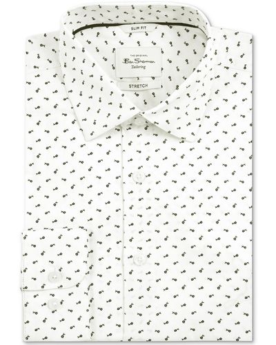 Ben Sherman Slim-fit Flower-print Shirt - White