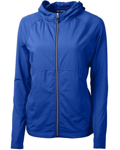 Cutter & Buck Plus Size Adapt Eco Knit Hybrid Recycled Full Zip Jacket - Blue