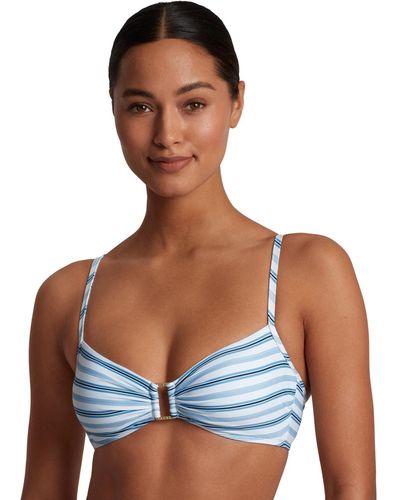 Lauren by Ralph Lauren Striped Embellished Bikini Top - Blue