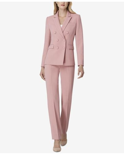 Tahari Petite Peak-lapel Pant Suit - Pink