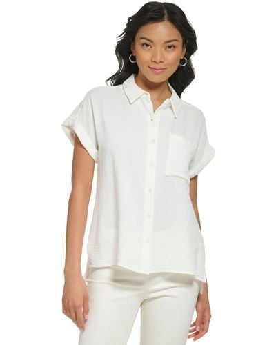 Calvin Klein Short Sleeve Button Down Shirt - White